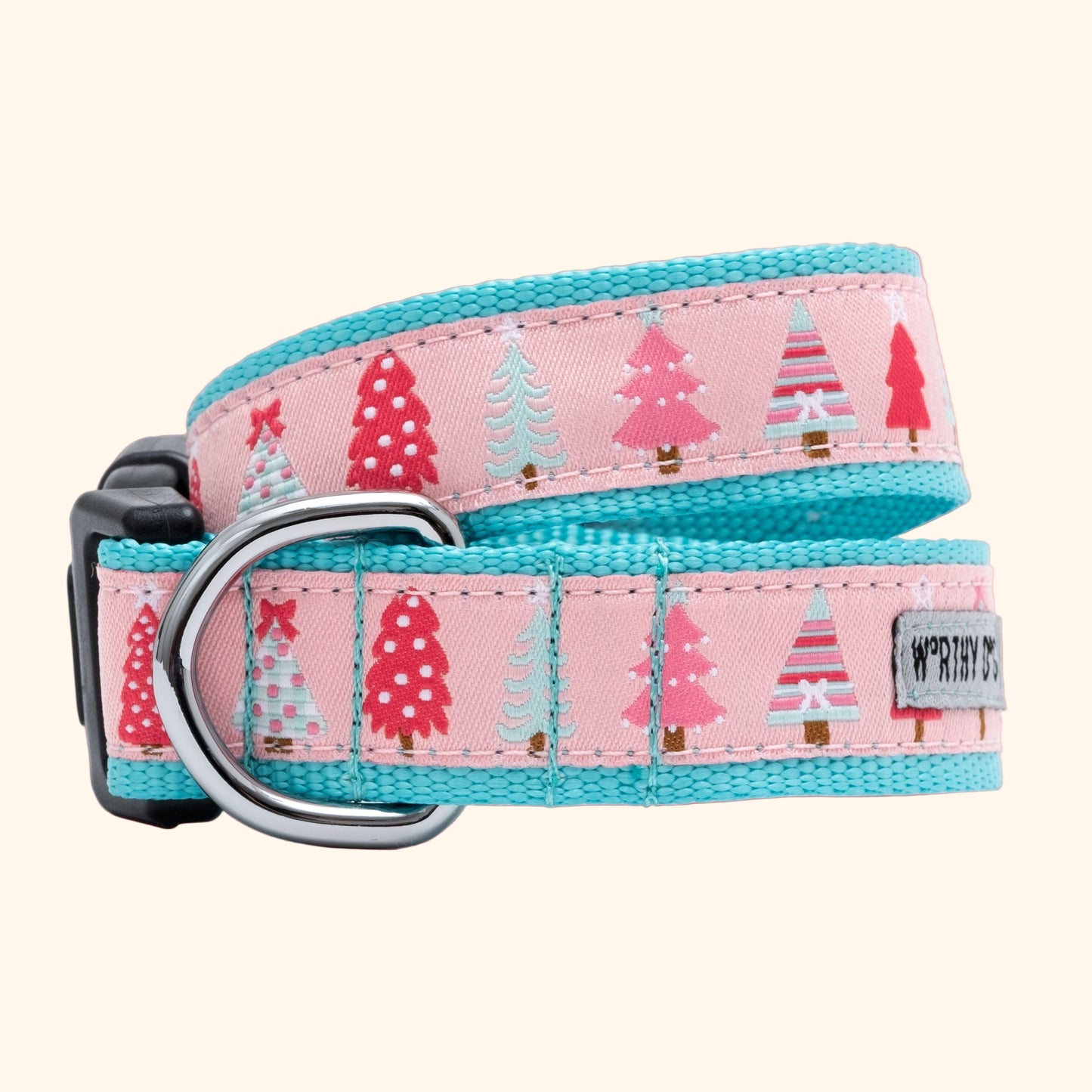 Dog collar with pink and blue pattern