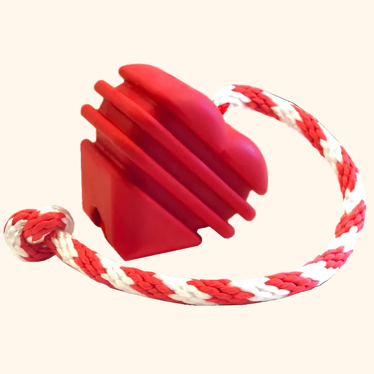 Heart on a String Rubber Dog Toy
